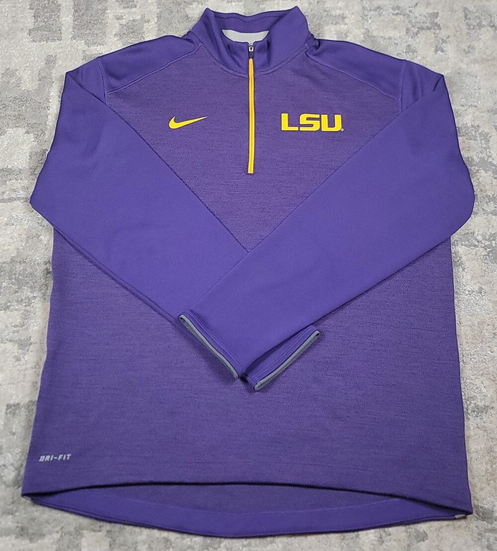 LSU Tigers Jacket Men's Purple NCAA Football Nike Quarter Zip Pullover Sz L